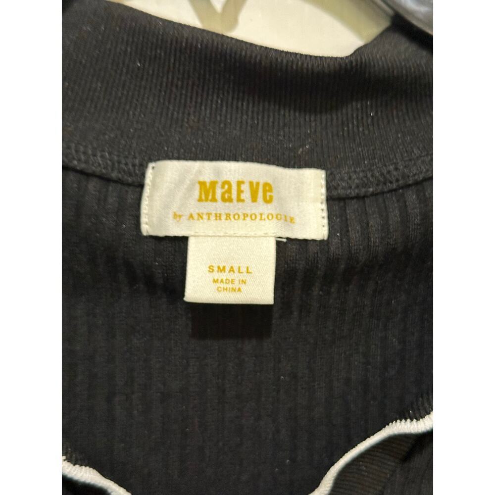 Maeve by Anthropologie Women's Black Scalloped Polo Shirt Size Small - Picture 6 of 14